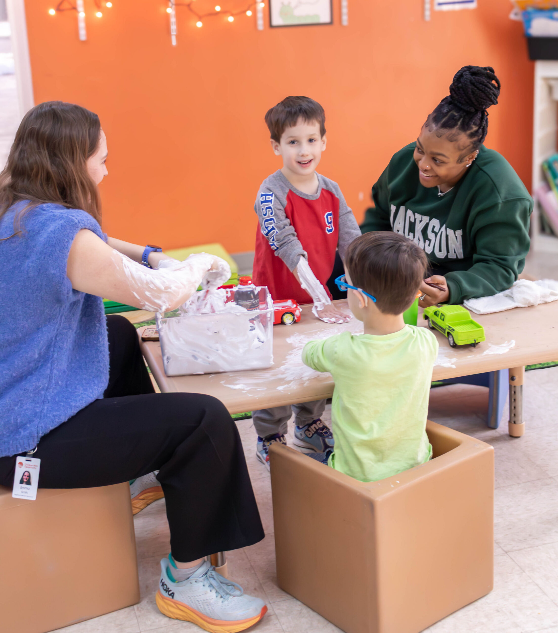 children getting messy in play therapy